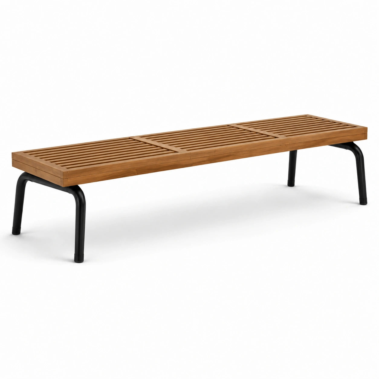 Bank aus Teakholz und Stahlrahmen Braun 180x40x45cm