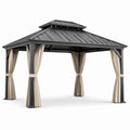 Gartenpavillon Metall 300 x 300 cm Schwarz/Beige