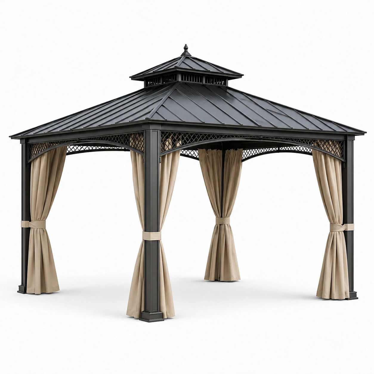 Gartenpavillon Metall Schwarz 3x4 m