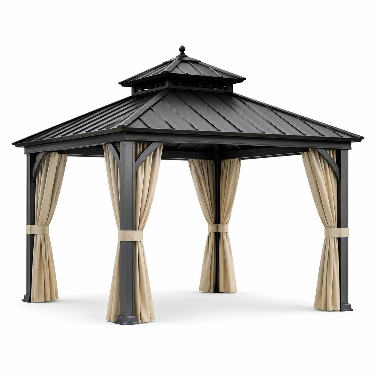 Aluminium Gartenpavillon rechteckig Schwarz 300x400 cm