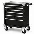Werkzeugwagen mit 7 Stahlschubladen, Schwarz, 70x33x76 cm