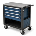 Stahl Werkzeugwagen mit 4 Schubladen Blau/Schwarz 80x40x85 cm
