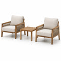 Gartenmöbel-Set aus Akazienholz mit Kissen Beige