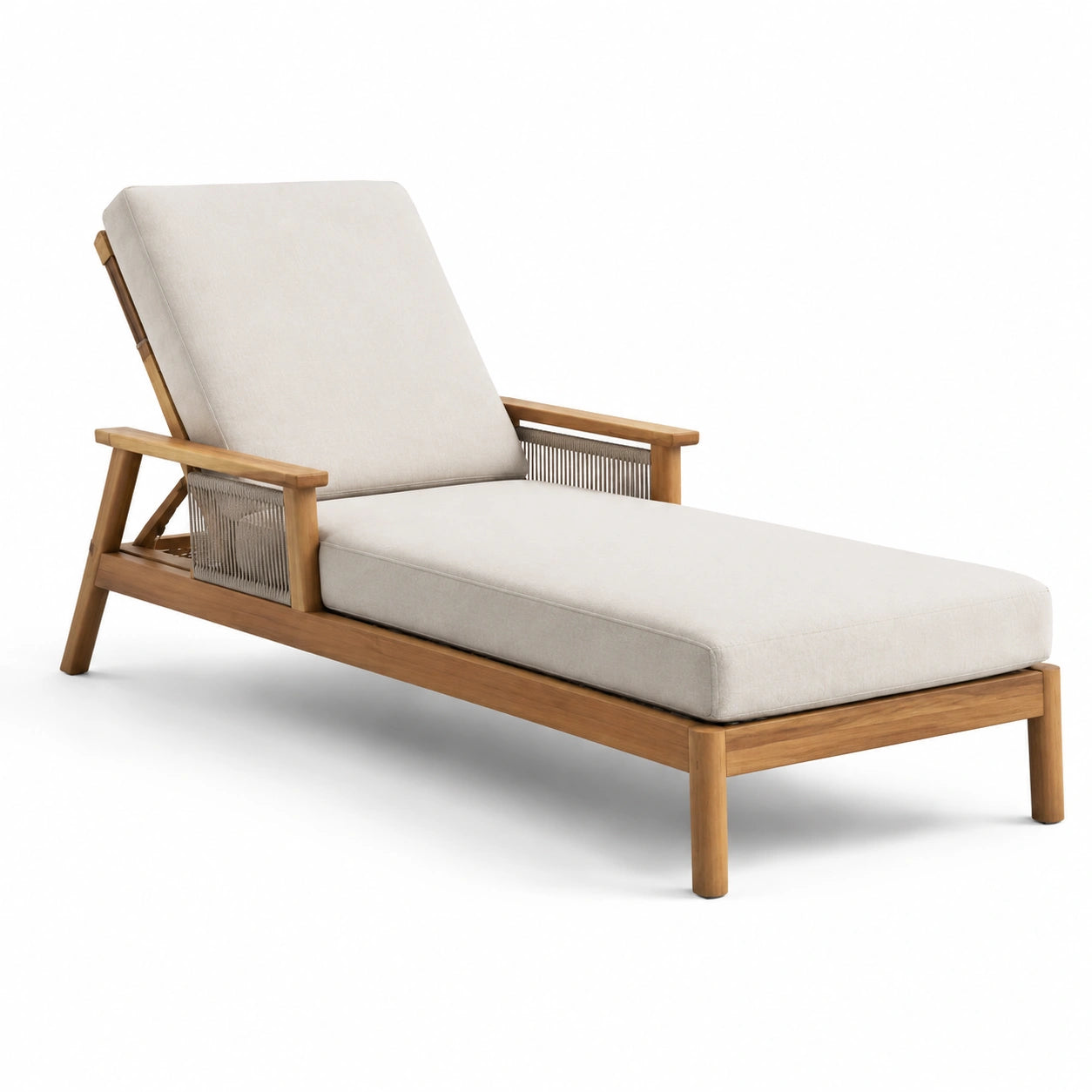 Gartenliege Akazienholz Polyestergewebe Creme 200x75x40 cm