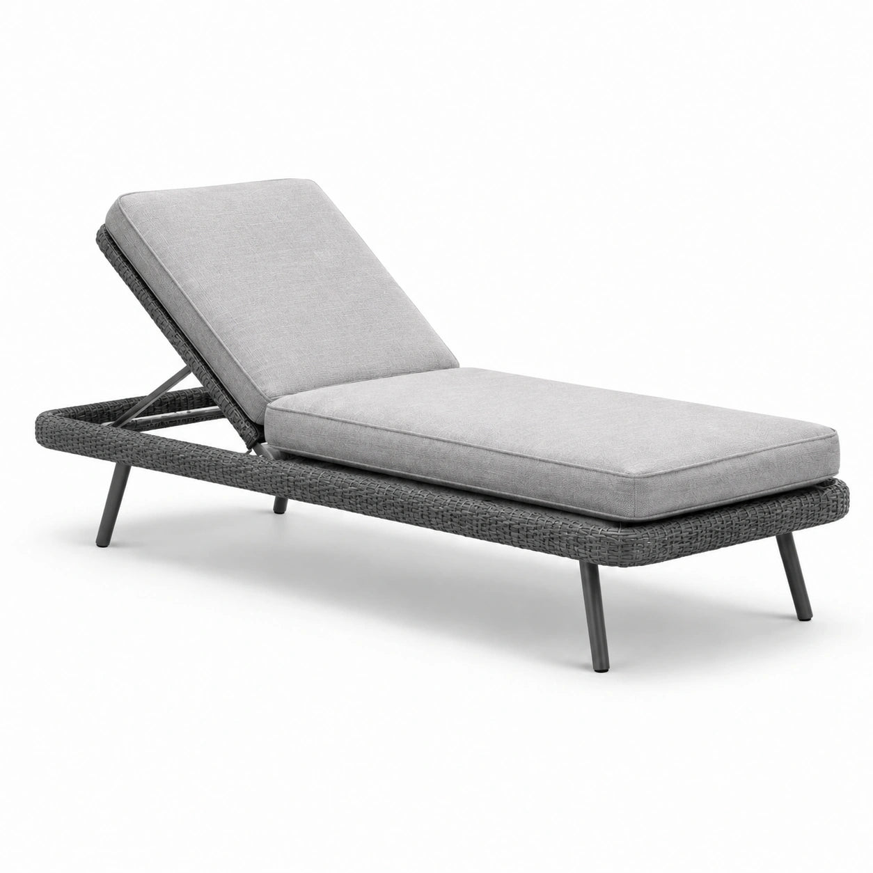 Gartenliege Aluminium Polyethylen-Rattan mit Polyester Grau