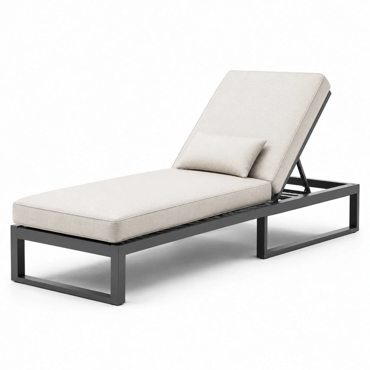 Garten-Liege aus Aluminium mit verstellbarer Rückenlehne Beige