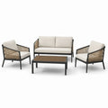 Gartenmöbel-Set aus Aluminium und Polyrattan mit Polyesterkissen, Beige