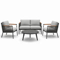 Aluminium Gartenlounge-Set mit Polyesterkissen und Tisch, Grau