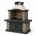 Naturstein Grillkamin mit Doppeltüren Grau/Braun 210x120x80 cm