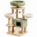 Katzenbaum aus Holzwerkstoff mit Polyester und Sisal, Grün/Beige